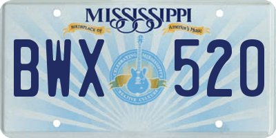 MS license plate BWX520