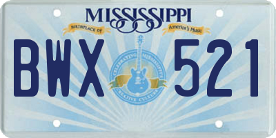 MS license plate BWX521