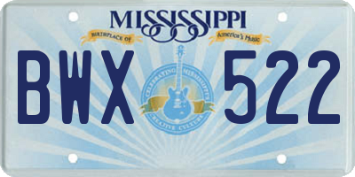 MS license plate BWX522
