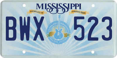 MS license plate BWX523