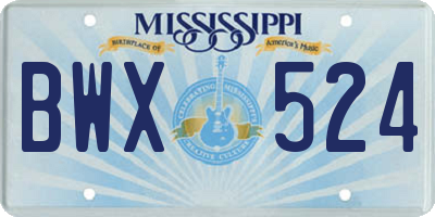 MS license plate BWX524