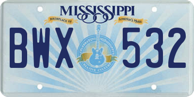 MS license plate BWX532