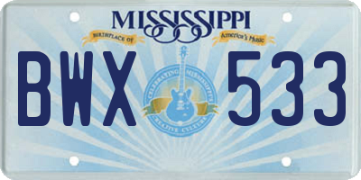 MS license plate BWX533