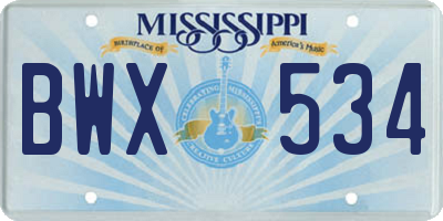 MS license plate BWX534