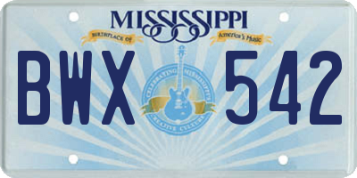 MS license plate BWX542