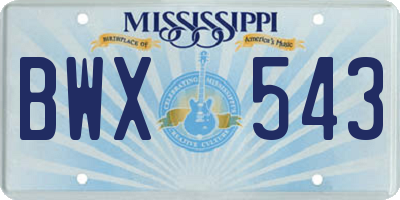 MS license plate BWX543