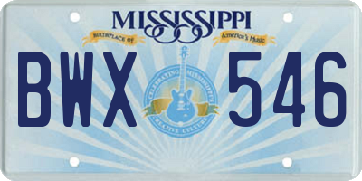 MS license plate BWX546