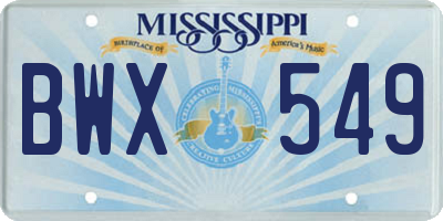 MS license plate BWX549