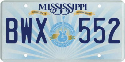 MS license plate BWX552