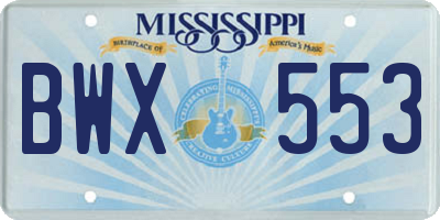 MS license plate BWX553