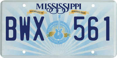 MS license plate BWX561