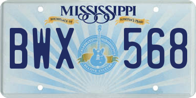 MS license plate BWX568