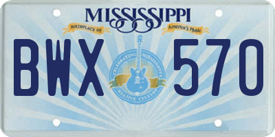 MS license plate BWX570