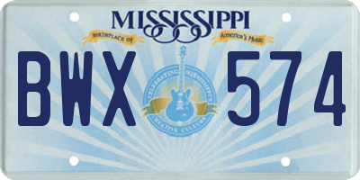 MS license plate BWX574