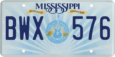 MS license plate BWX576