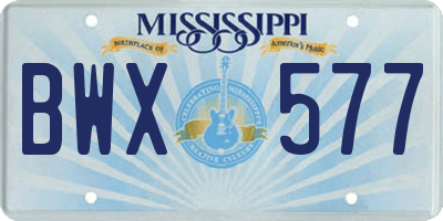 MS license plate BWX577