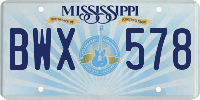 MS license plate BWX578