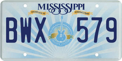 MS license plate BWX579