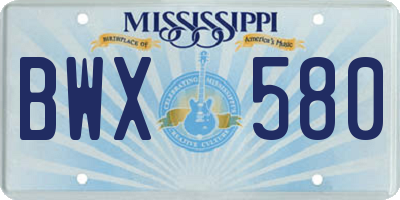 MS license plate BWX580