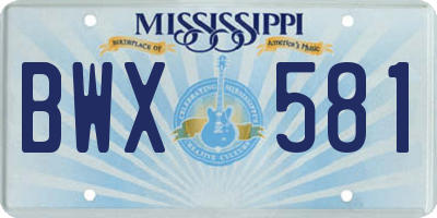 MS license plate BWX581