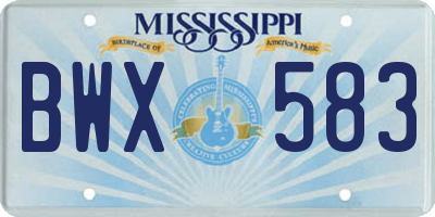 MS license plate BWX583
