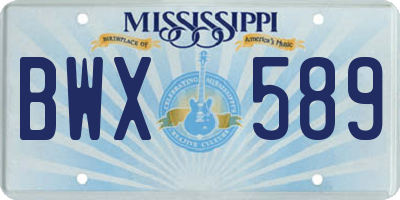 MS license plate BWX589