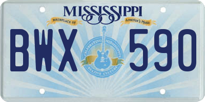 MS license plate BWX590