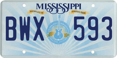 MS license plate BWX593