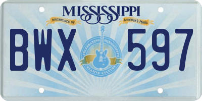 MS license plate BWX597