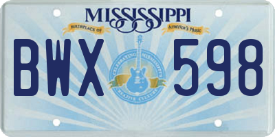 MS license plate BWX598