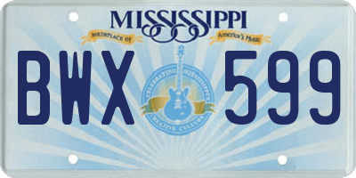 MS license plate BWX599