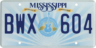MS license plate BWX604