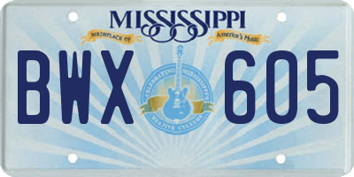 MS license plate BWX605