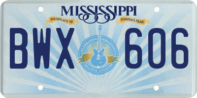 MS license plate BWX606