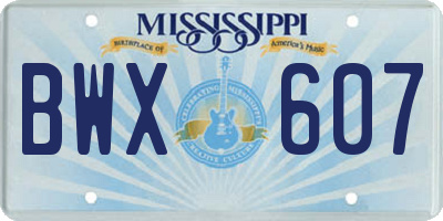 MS license plate BWX607