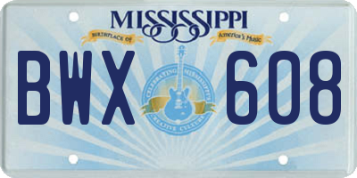 MS license plate BWX608