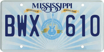 MS license plate BWX610