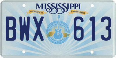 MS license plate BWX613