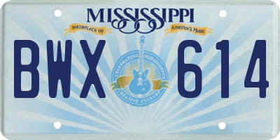 MS license plate BWX614