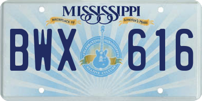 MS license plate BWX616
