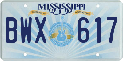 MS license plate BWX617