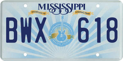 MS license plate BWX618