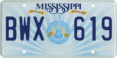 MS license plate BWX619