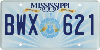 MS license plate BWX621