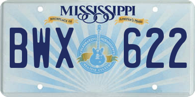 MS license plate BWX622