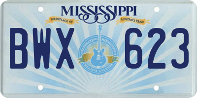 MS license plate BWX623