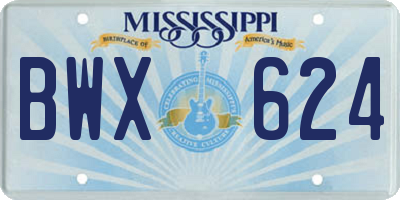 MS license plate BWX624