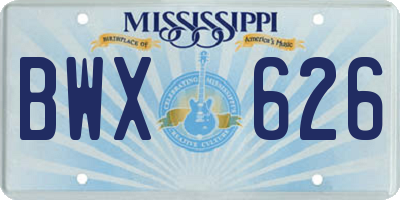 MS license plate BWX626