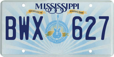 MS license plate BWX627