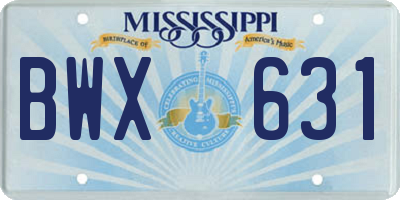 MS license plate BWX631